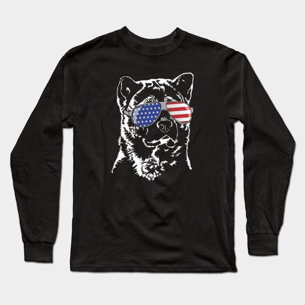 Proud American Akita Inu American Flag sunglasses Long Sleeve T-Shirt by wilsigns